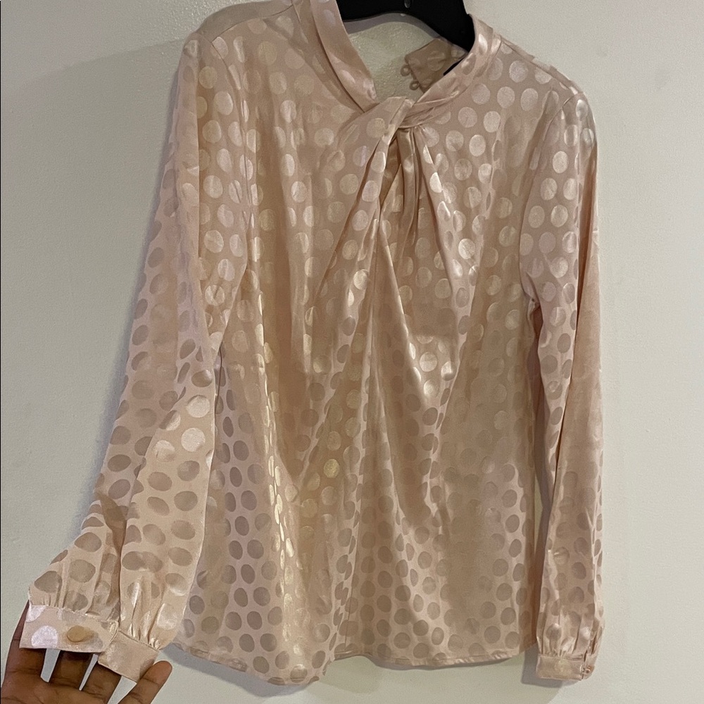 Ann Taylor Blush Polka Dot Blouse